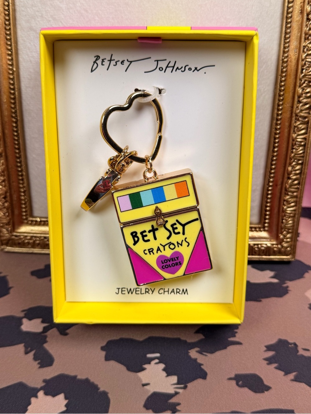 Betsey Johnson Crayon Box Jewelry Charm Keychain Heart Clip